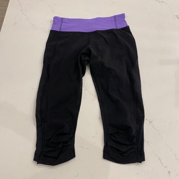 Lululemon Capri Leggings Black and Purple Size 4 - Picture 1 of 10